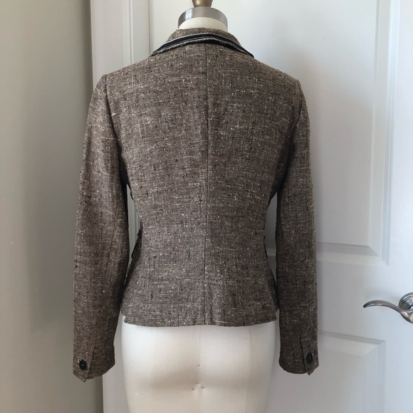 PRADA Silk Tweed Black Trim Beige Blazer 03-5245-8581 - Picture 3 of 14